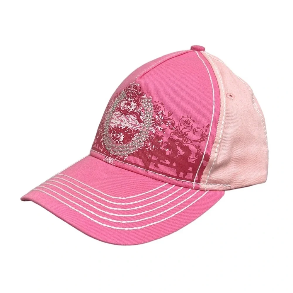 Western Embellished Horseshoe Horse Trucker‎ Hat Pink Adjustable Barbiecore
